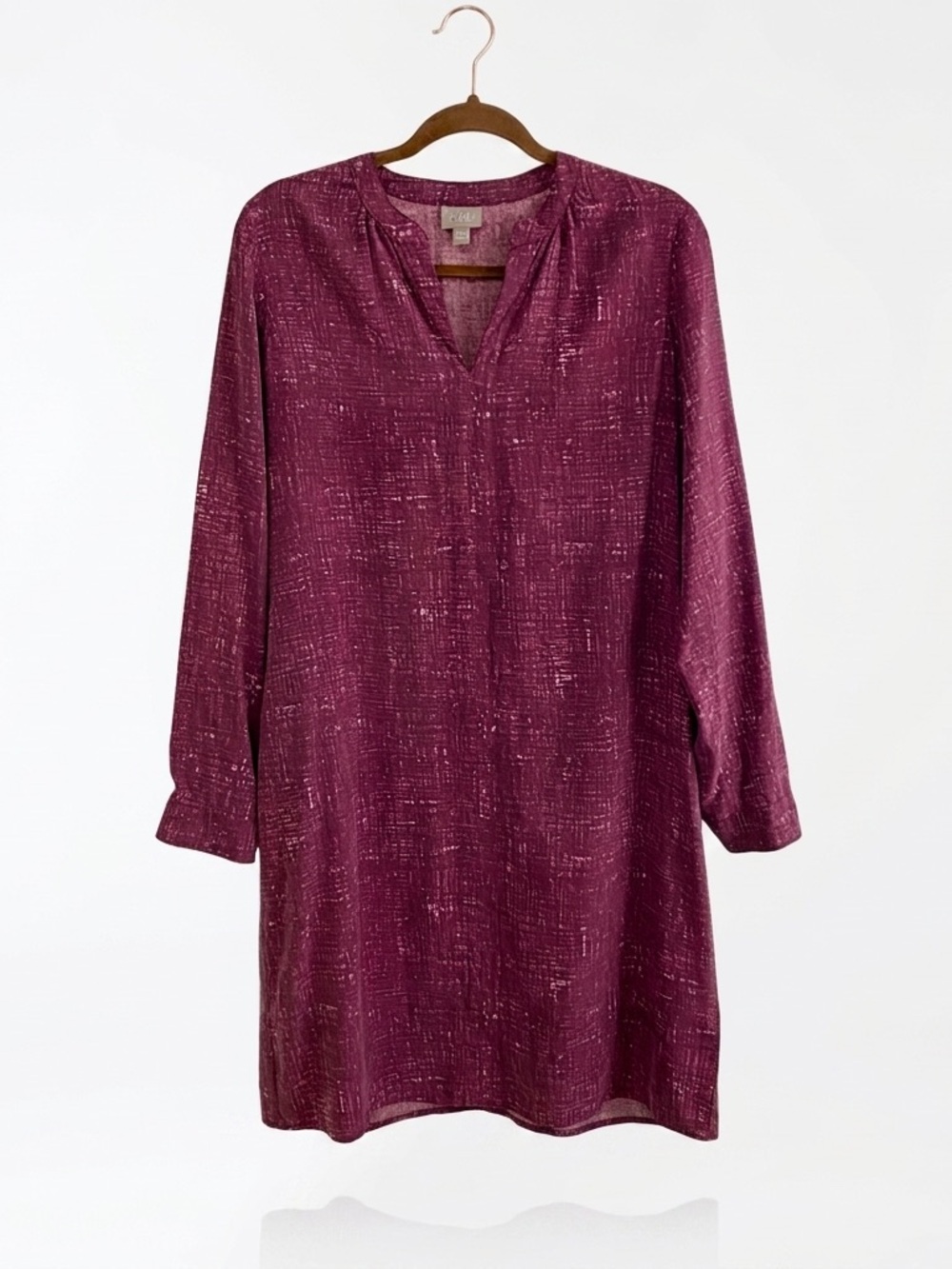 J.‎ Jill 100% Silk Abstract Crosshatch Shift Dress Plum Purple Medium